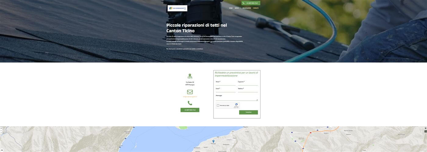 Pagina contatti del vecchio sito di CM Domenighetti